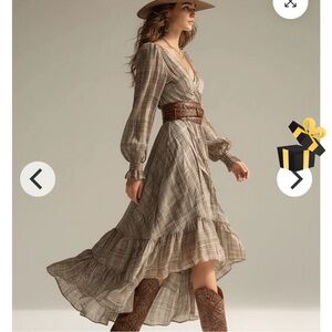 Plaid Maxi High-Low Dress